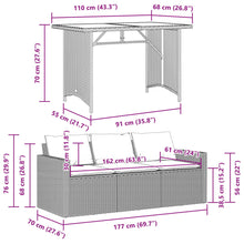 2-Delige Tuinset Met Kussens Poly Rattan Lichtgrijs