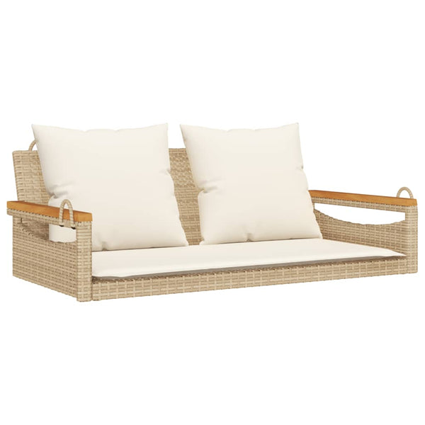 Schommelbank Met Kussens 109X62X40 Cm Poly Rattan Beige