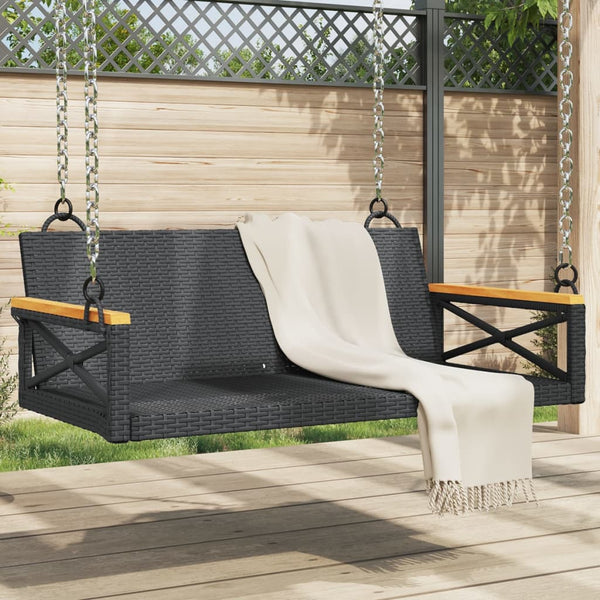 Schommelbank 109X62X40 Cm Poly Rattan Zwart