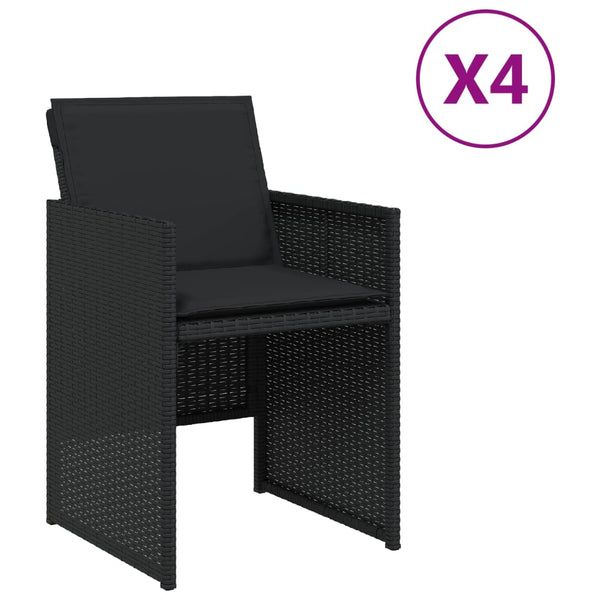 Tuinstoelen 4 St Met Kussens Poly Rattan Zwart