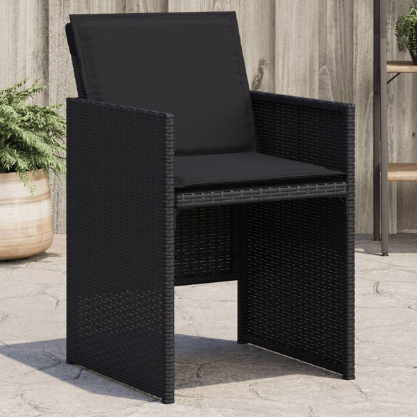 Tuinstoelen 4 St Met Kussens Poly Rattan Zwart