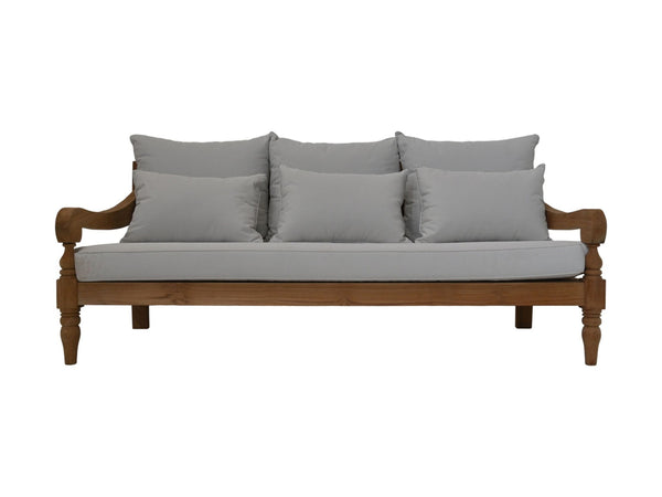 HSM Collection-Tuin Lounge Bank Bahama 3,5 Zits-190x95x80-Naturel/Wit-Teak/Stof