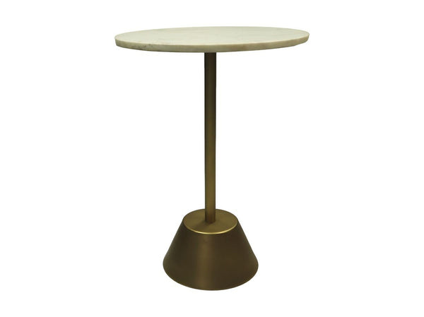 HSM Collection-Ronde Bijzettafel-40x40x55-Wit/Goud-Marmer/Metaal