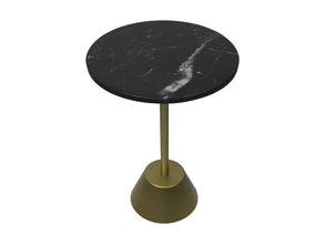 HSM Collection-Ronde Bijzettafel-40x40x55-Zwart/Goud-Marmer/Metaal