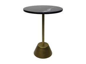 HSM Collection-Ronde Bijzettafel-40x40x55-Zwart/Goud-Marmer/Metaal