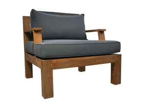 HSM Collection-Tuin Loungestoel Sofa Met Arm-80x79x83-Naturel/Donker Grijs-Teak/Stof