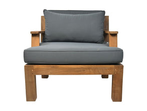 HSM Collection-Tuin Loungestoel Sofa Met Arm-80x79x83-Naturel/Donker Grijs-Teak/Stof