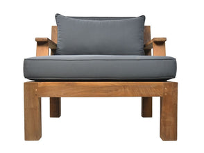 HSM Collection-Tuin Loungestoel Sofa Met Arm-80x79x83-Naturel/Donker Grijs-Teak/Stof