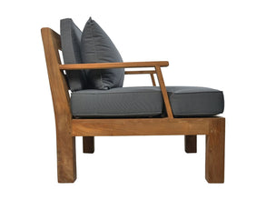 HSM Collection-Tuin Loungestoel Sofa Met Arm-80x79x83-Naturel/Donker Grijs-Teak/Stof