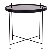 Venezia Coffee Table - Coffee table black powder coated steel with glass Ã¸48xh48cm