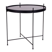 Venezia Coffee Table - Coffee table black powder coated steel with glass Ã¸48xh48cm