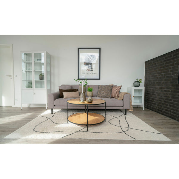 Vita Coffee Table - Round coffee table with black frame and oak look tops Ã˜80x45 cm